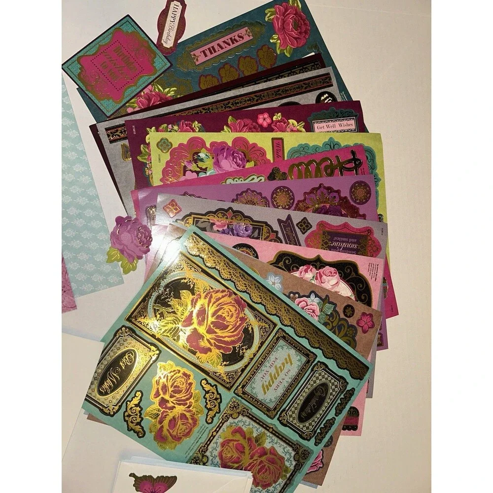 Paper Wishes Rose Garden Foiled Toppers Greeting Card Making Kit